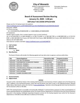 Board of Assessment Review Meeting - 20210121