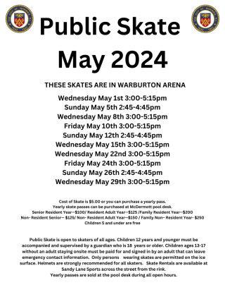 Parks & Recreation Public Skate May 2024