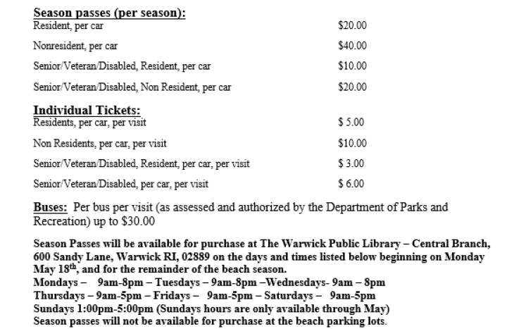 These parking passes are only valid at City of Warwick Beaches.