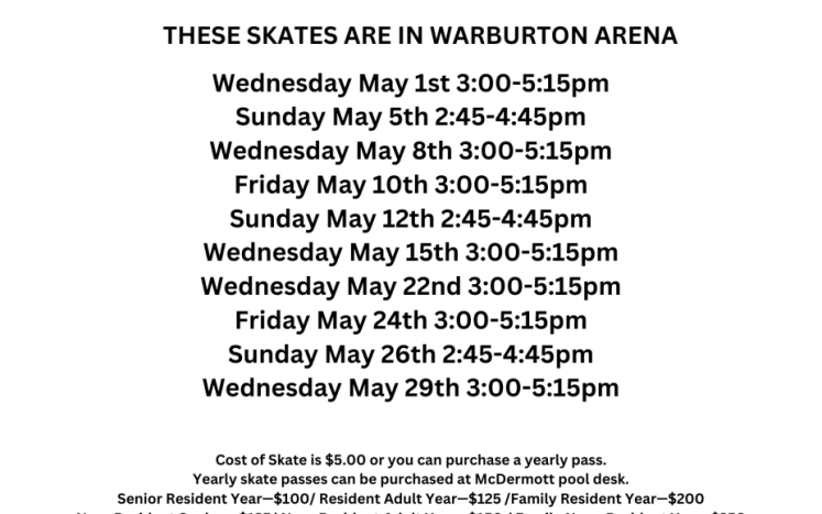 Parks & Recreation Public Skate May 2024